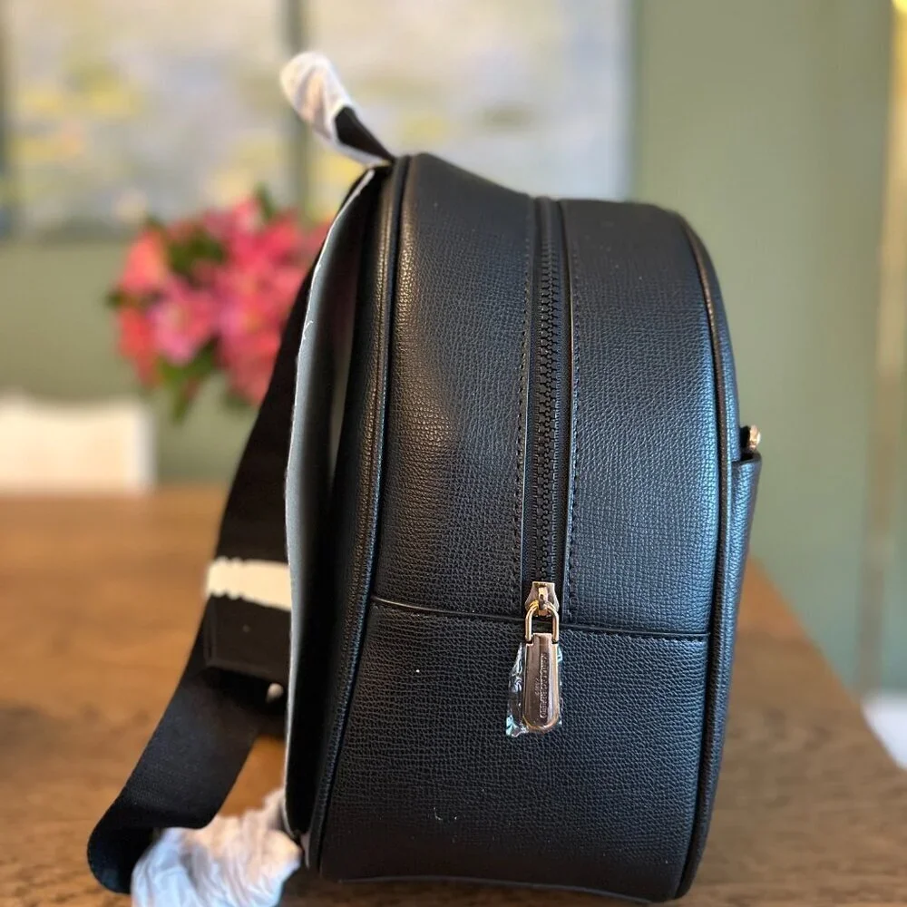 NWT! NEW! Karl Lagerfeld Maybelle Backpack Black with Gold Logo